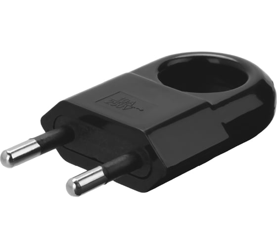 Изображение товара Вилка TDM ELECTRIC без заземления, с кольцом, черная, 10А, 250В, евровилка CEE 7/16 SQ1806-0190