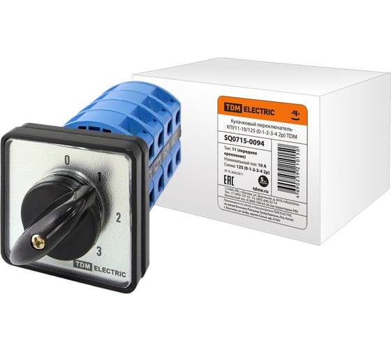 Изображение товара Кулачковый переключатель TDM ELECTRIC КПУ11-10/125 0-1-2-3-4 2р SQ0715-0094