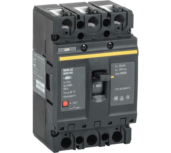 Изображение товара Автоматический выключатель IEK ВА88-32 3Р 100А 25кА MASTER SVA10-3-0100-02