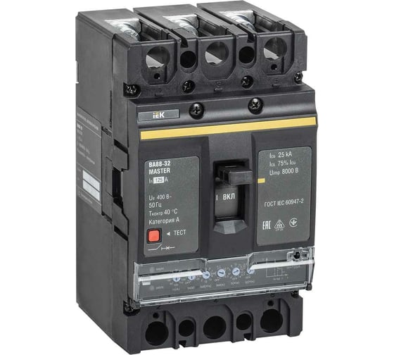 Изображение товара Автоматический выключатель IEK ВА88-32 3Р 125А 35кА MASTER с электронным расцепителем SVA11-3-0125-02