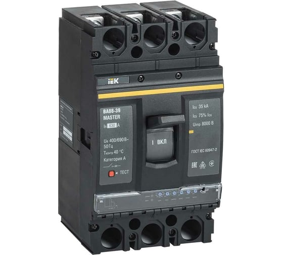 Изображение товара Автоматический выключатель IEK ВА88-39 3Р 630А 35кА MASTER с электронным расцепителем SVA71-3-0630-02