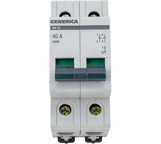 Изображение товара Выключатель нагрузки (мини-рубильник) GENERICA ВН-32 2Р 40А MNV15-2-040