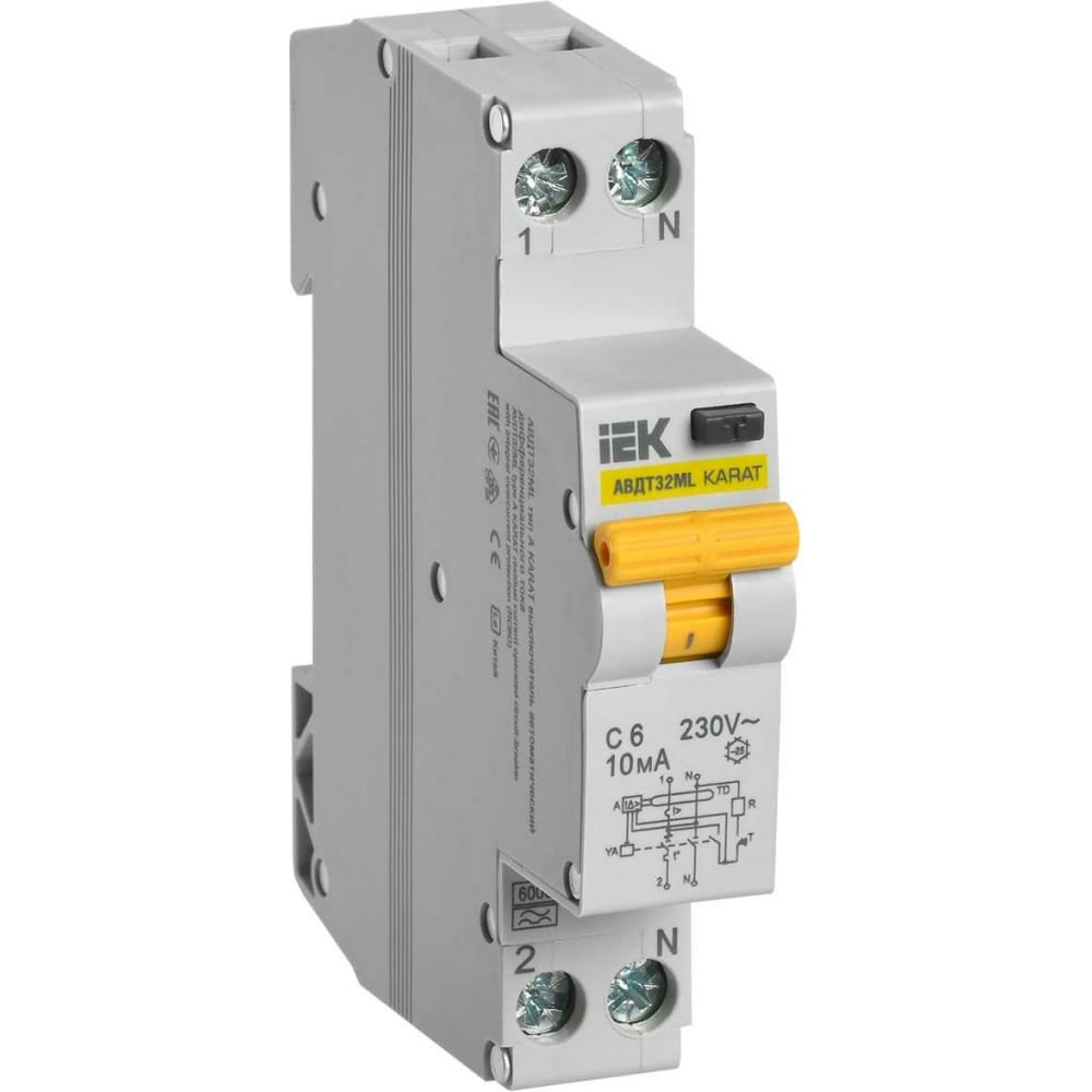 Автоматический выключатель дифференциального тока IEK - MVD12-1-006-C-010-A