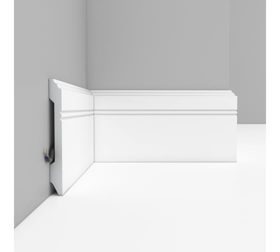 Изображение товара Плинтус напольный Decomaster 107x12x2400 мм белый матовый D105-115 ДМ