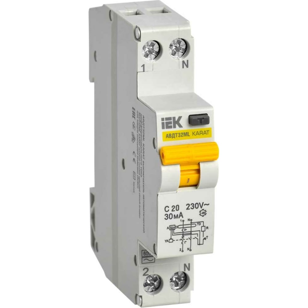 Автоматический выключатель дифференциального тока IEK - MVD12-1-020-C-030