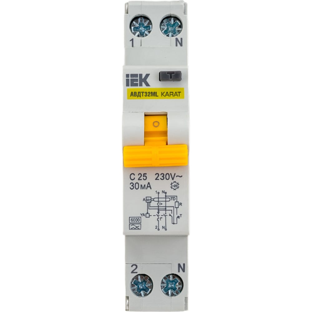 Автоматический выключатель дифференциального тока IEK выключатель автоматический дифференциального тока 2п c 16а 30ма тип ac 4 5ка диф 101 4 5мод dekraft 15003dek