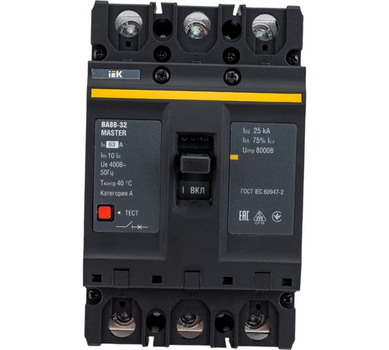 Изображение товара Автоматический выключатель IEK ВА88-32 3Р 63А 25кА MASTER SVA10-3-0063-02