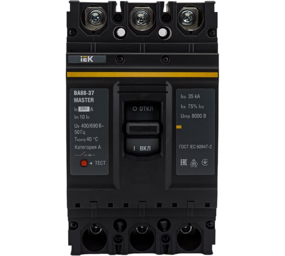 Изображение товара Автоматический выключатель IEK ВА88-37 3Р 250А 35кА MASTER SVA40-3-0250-02