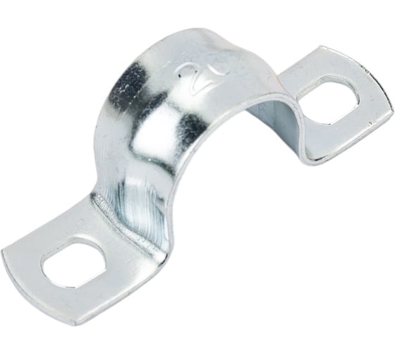 Изображение товара Оцинкованная скоба с двумя отверстиями Экопласт для трубы D20 мм, 100 шт. 43620