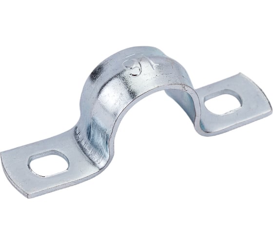 Изображение товара Оцинкованная скоба с двумя отверстиями Экопласт для трубы D16 мм, 5 шт. 43616-5