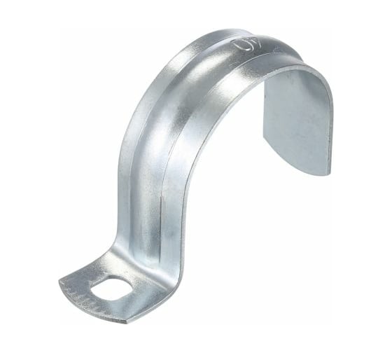 Изображение товара Оцинкованная скоба с одним отверстием Экопласт для трубы D40 мм, 100 шт. 43740