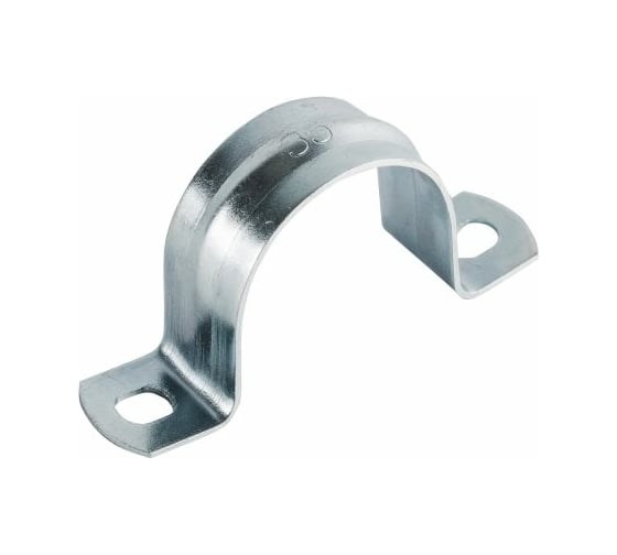 Изображение товара Оцинкованная скоба с двумя отверстиями Экопласт для трубы D35 мм, 100 шт. 43635