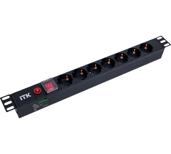 Изображение товара Розеточный блок IEK ITK PDU 7 роз. нем. ст, с выкл. и защитой от перенапряжения, вх.С14 PH13-7D3