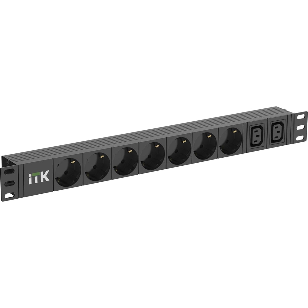 Розеточный блок IEK ITK PDU 7 розеток нем. ст. + 2 С13 1U каб. 2м C14 PH22-7D2C132-P