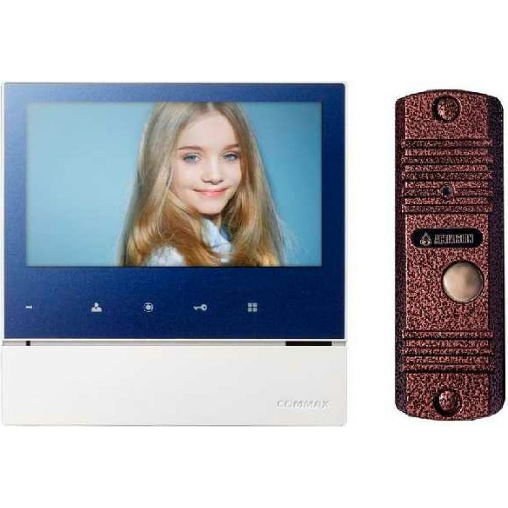 Комплект видеодомофона и вызывной панели COMMAX комплект видеодомофона falcon eye lira avc 305 pal антик