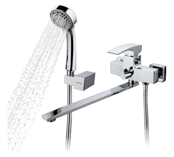 Изображение товара Смеситель для ванны и умывальника Gappo 35к G2207 дивертер на корпусе, L-нос, хром 512343