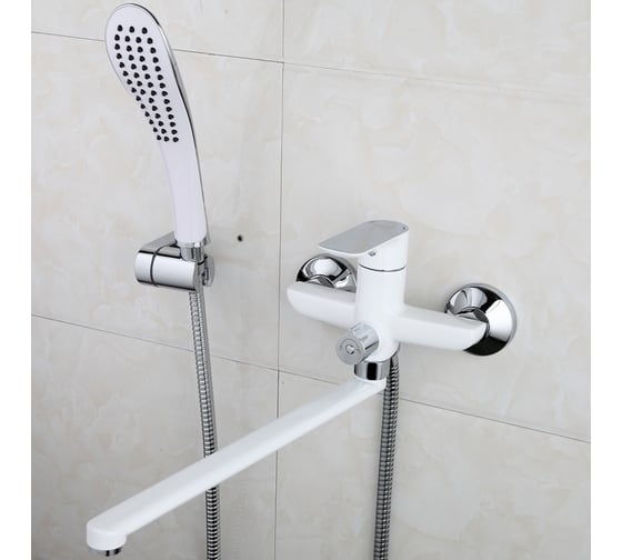 Изображение товара Смеситель для ванны и умывальника Gappo 35к G2248 дивертер на корпусе, белый, хром 530293