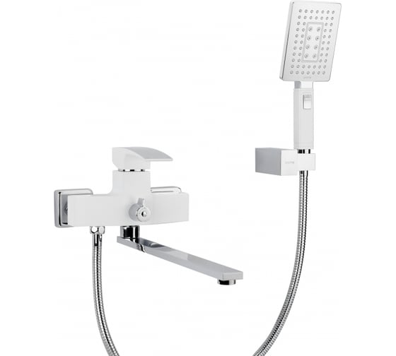 Изображение товара Смеситель для ванны и умывальника Gappo 35к G2207-7 дивертер на корпусе, L-нос, белый, хром 547849