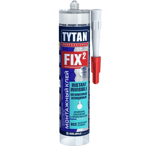 Изображение товара Монтажный клей Tytan PROFESSIONAL Fix2 Instant Invisible мгновенный, невидимый, 290 мл 85597 234891