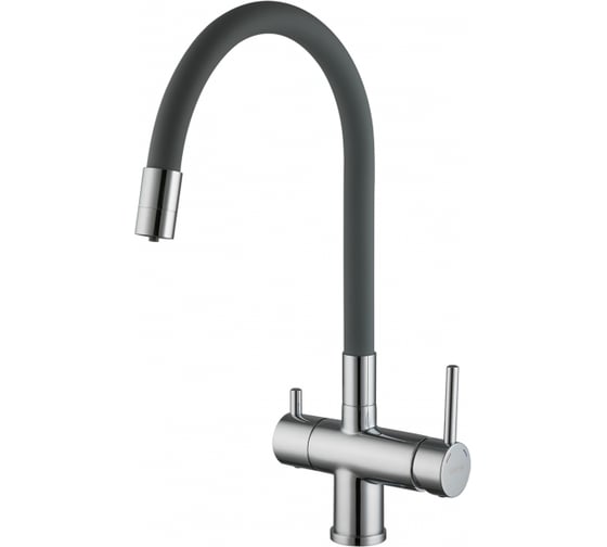 Изображение товара Смеситель для кухни Gappo 35к G4398-30 гибкий излив, с выходом для питьевого фильтра, серый-хром 549411