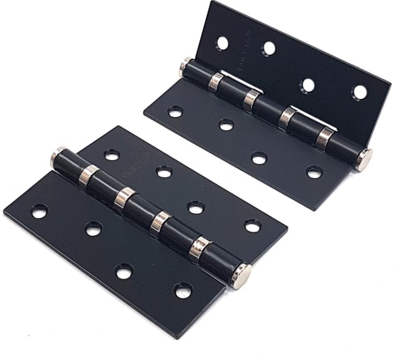 Изображение товара Стальная петля PUERTO 100х75х2.5, 4 кольца, плоский колпачок, черный/хром блестящий, 2 шт. IN100-4S FH B/CP