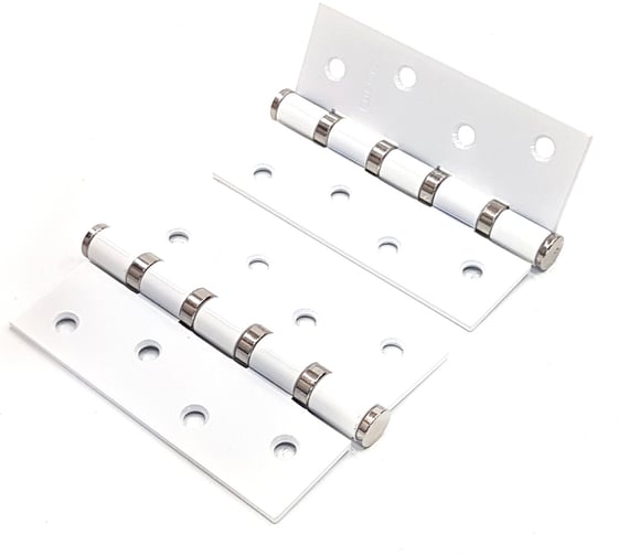 Изображение товара Стальная петля PUERTO 100х75х2.5, 4 кольца, плоский колпачок, супер белый/хром блестящий ,2 шт. IN100-4S FH SW/CP (2шт)