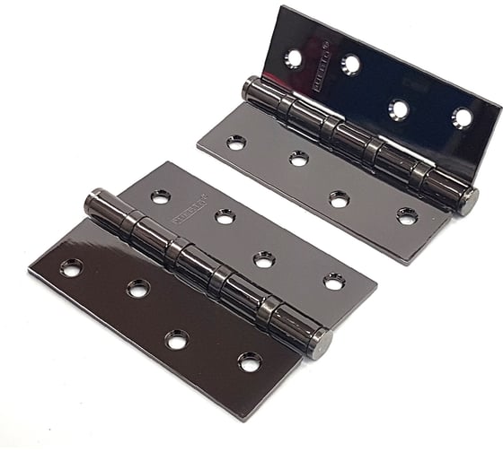 Изображение товара Стальная петля PUERTO 100х75х2.5, 4 кольца, плоский колпачок, черный никель, 2 шт. IN100-4S FH BN