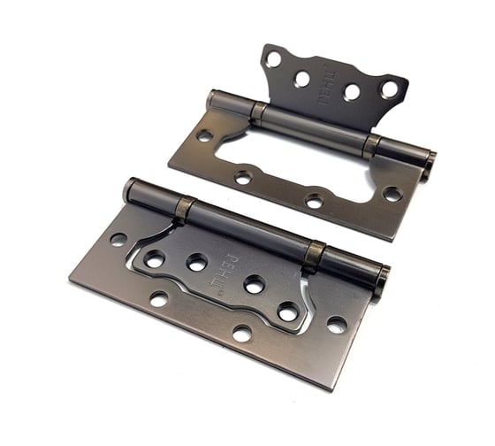 Изображение товара Стальная петля Ренц 100х75х2.5, 2 подшипника, без колпачков, без врезки, матовый черный никель, 2 шт. IN100-2BB FH MBN безВР (2шт)