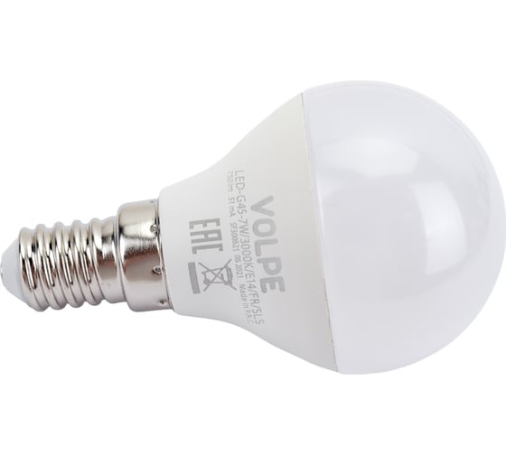 Изображение товара Светодиодная лампа Volpe LED-G45-7W/3000K/E14/FR/SLS UL-00008817