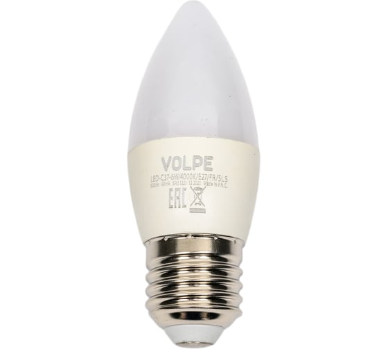 Изображение товара Светодиодная лампа Volpe LED-C37-6W/4000K/E27/FR/SLS UL-00008789