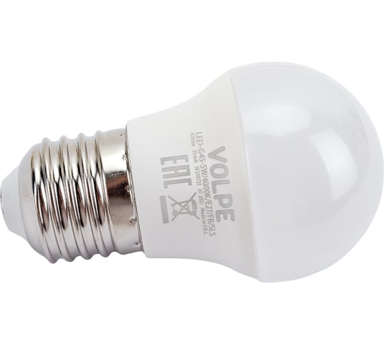 Изображение товара Светодиодная лампа Volpe LED-G45-5W/4000K/E27/FR/SLS UL-00008804