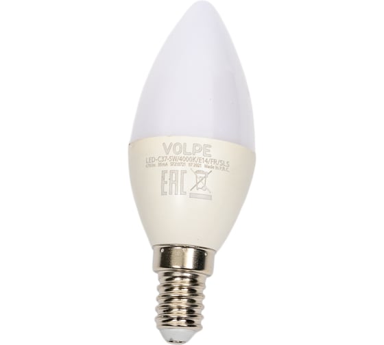 Изображение товара Светодиодная лампа Volpe LED-C37-5W/4000K/E14/FR/SLS UL-00008793