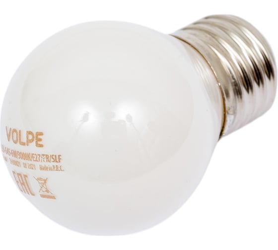 Изображение товара Светодиодная лампа Volpe LED-G45-6W/3000K/E27/FR/SLF UL-00008306
