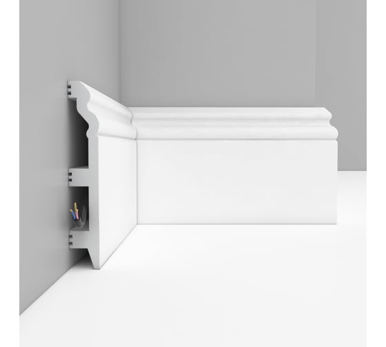 Изображение товара Плинтус напольный Decomaster 120x23x2400 мм белый матовый D233-115 ДМ