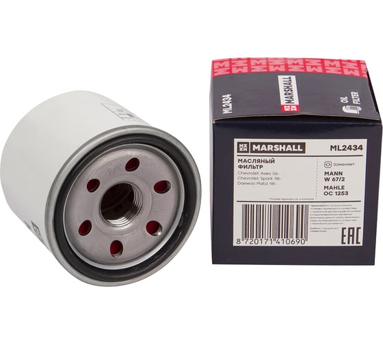Изображение товара Фильтр масляный Chevrolet Aveo 06- / Spark 98-, Daewoo Matiz 98- MARSHALL ML2434