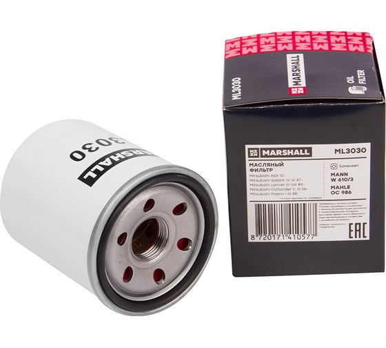 Изображение товара Фильтр масляный Mitsubishi ASX 10- / Lancer III-VIII 89- / Outlander II, III 06- / Pajero MARSHALL ML3030