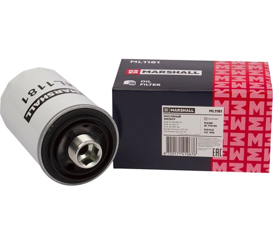 Изображение товара Фильтр масляный Audi A4 (B8) 07- / A6 (4G) 11- / Q5 08-, Skoda Octavia II 05-, VW Passat MARSHALL ML1181
