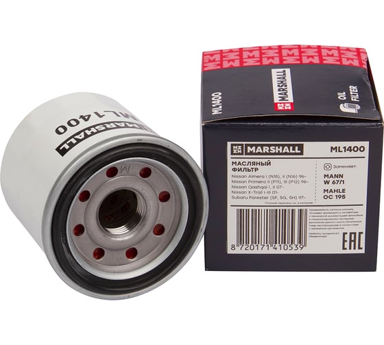 Изображение товара Фильтр масляный Nissan Primera II, III 96- / Qashqai I, II 07- / X-Trail I-III 01-, Subaru MARSHALL ML1400