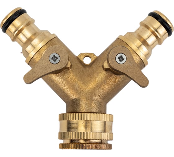 Изображение товара Разветвитель на кран SanTrade 2-х канальный 1/2-3/4, латунный ST (SM-HQC0704) 0136