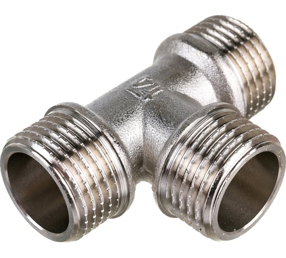 Изображение товара Тройник STI латунный Ду15 (1/2") Н-Н-Н никелированный D190-00073