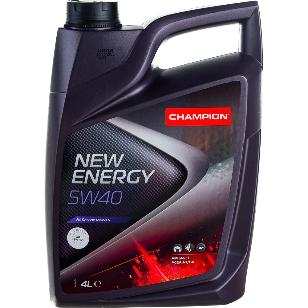 Синтетическое моторное масло Champion 5W40 8211751 NEW ENERGY 5W40, SN/CF, A3/B4-12 - фото 1