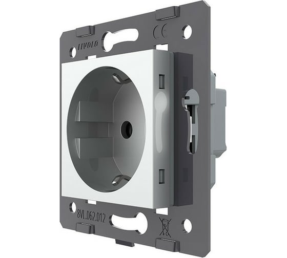 Изображение товара Электрическая розетка LIVOLO с заземлением защитными шторками 16A , зажимы, цвет серый (механизм) VL-FCTC16A-2IPS01