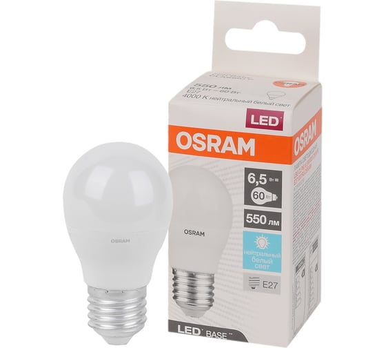 Изображение товара Светодиодная лампа Osram LED BASE CLASSIC P60 6,5W/840 230V E27 4058075527805
