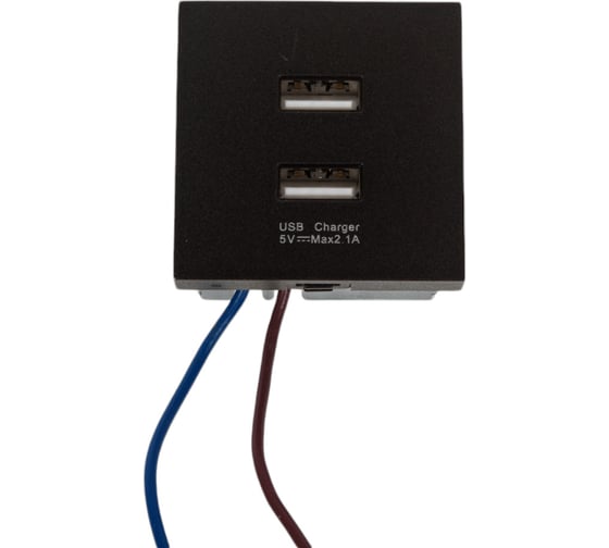 Изображение товара Розетка 2USB LIVOLO с блоком питания 2.1А 5В для рамки, цвет черный (механизм) AM-2USB-12