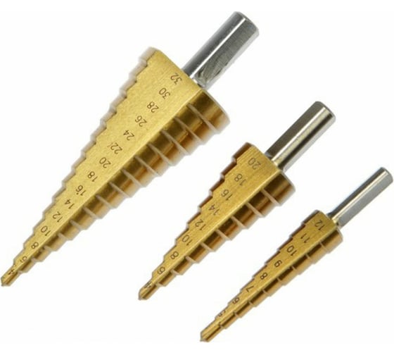 Изображение товара Набор сверл ступенчатых (3 шт; 4-12 мм, 4-20 мм, 4-32 мм) Gigant G100-004