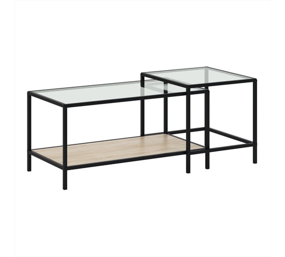 Изображение товара Стол НАЙДИ ДУЭТ, черный муар, ЛДСП дуб сонома, стекло LKS-553025