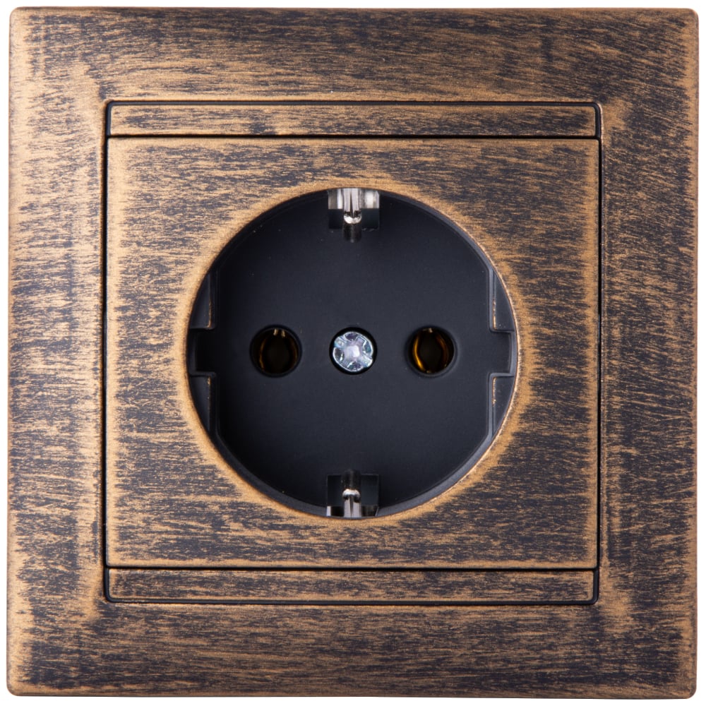 Изображение товара Розетка силовая TDM ELECTRIC 2П+З 16А 250В со старинной бронзой