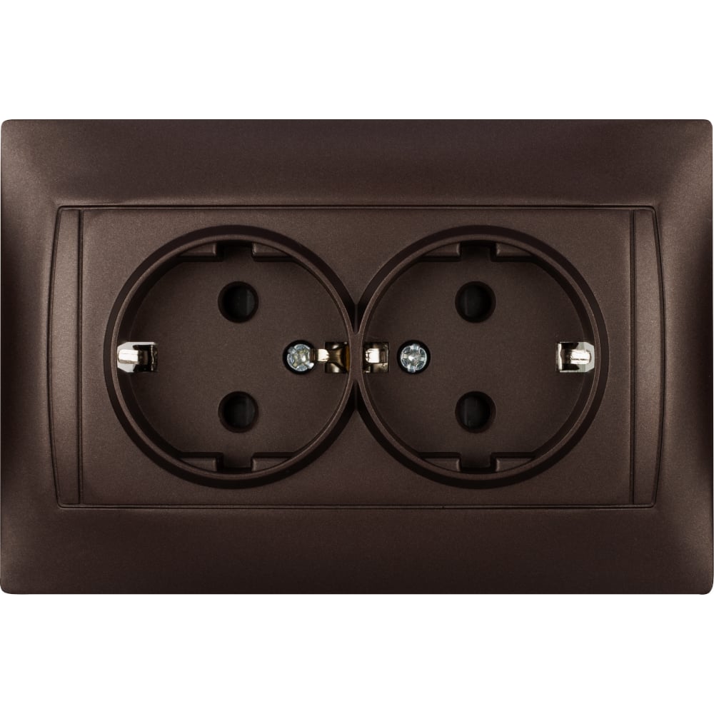 Изображение товара Двойная розетка TDM ELECTRIC 2П+З 16А 250В с защитными шторками шоколад