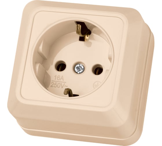 Изображение товара Розетка TDM ELECTRIC 2П+3 открытой установки IP20 16А 250В (керамика) слоновая кость "Ладога" SQ1801-0211