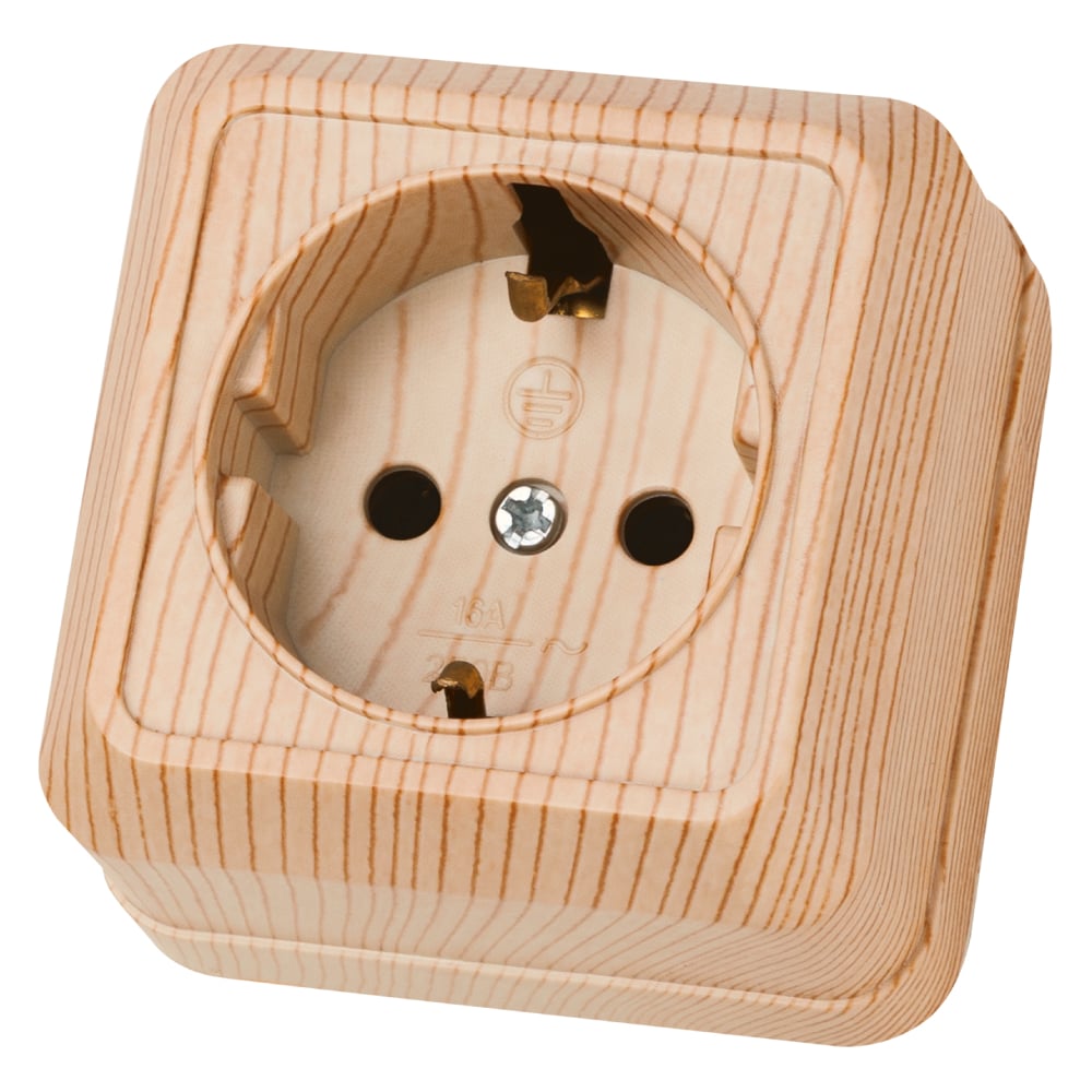 Изображение товара Розетка TDM ELECTRIC 2П+3 открытой установки IP20 16А 250В сосна SQ1801-0411